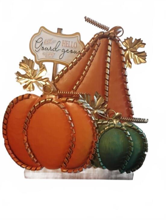 Other - Fall "Gourd-geous" Metal & Wood Pumpkin Thanksgiving Decor Tabletop Sign